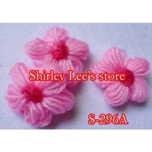 Wholesale --600 X (5cm) Handmade Crochet Flower,Yarn Flower Applique crafts,MIX 2 COLORS(S-296A ,S-296B)--- Free Shipping BY EMS