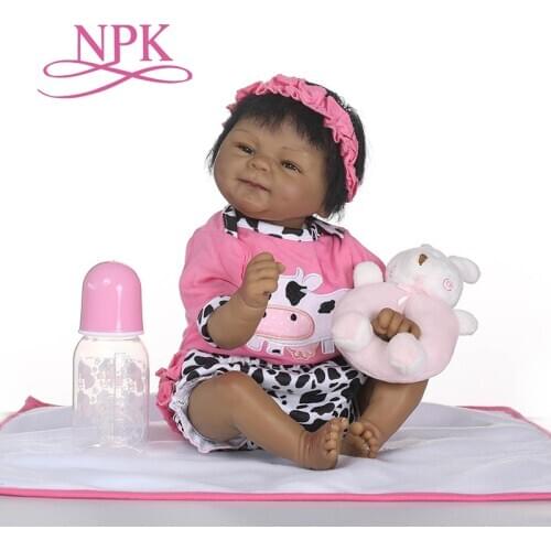 NPK lifelike reborn soft silicone real silicone reborn baby dolls black bebe hot toys Xtmas gift for girls best accompany