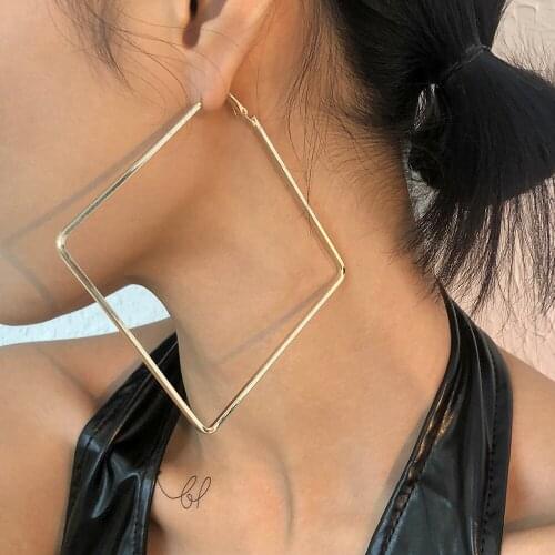 Lalynnly New Fashion Personality Big Hoop Earrings Large Geometry Statement Loop Earrings For Women Girls Jewelry Gifts E9847