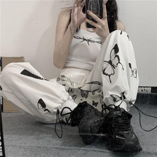 HOUZHOU White Harajuku Pants Women Hip Hop Y2k Streetwear Oversize Harem Trousers Aesthetic Casual Korean Fashion Baggy Pants