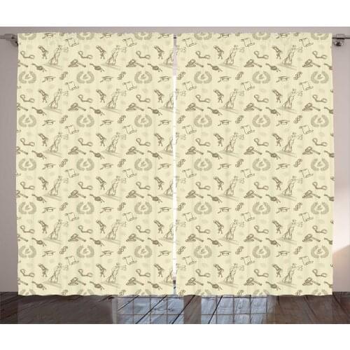 Justice and Law Curtains Grunge Vintage Sketch Drawn Satin Fabric Drapes for Living Room Bedroom 2 Panel Window Set