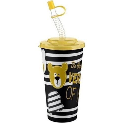 Plastic Straw Cup Tumbler Easy to Hold Practical 650ML Multiple Color Choices Best Gift for Girls and Boys