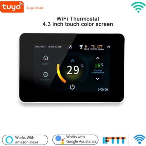 Wi-Fi Smart Programmable Thermostat Voice TUYA APP Control LCD Water/Gas Boiler Heating Thermoregulator For Alexa Google Home