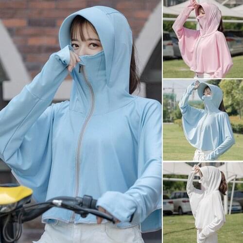 Anti Sun Hoodie Sun-proof Clothing Thin Full Zip Hooded Jackets Sun Protection For Sports Running Cycling M2