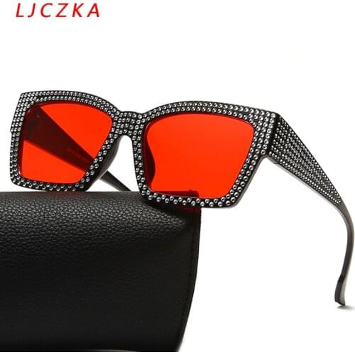 Diamond Decorated Sunglasses Women 2021 Fashion Punk Sun Glasses Sexy Ladies Luxury Brand Designer Square Glasses Zonnebril