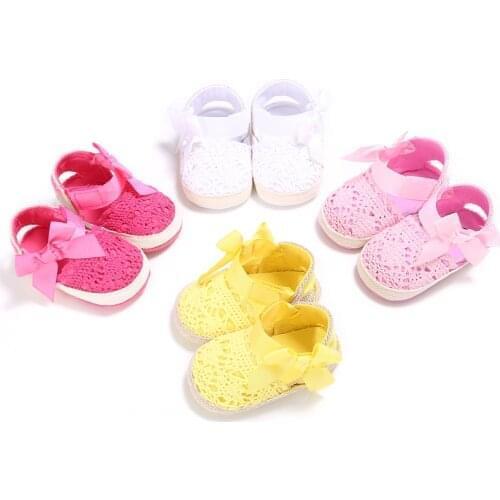 Prewalker Newborn Baby Men and Women in The Spring and Autumn with Bowknot is Pure Color Knitting Dance Ballet Shoes Antiskid