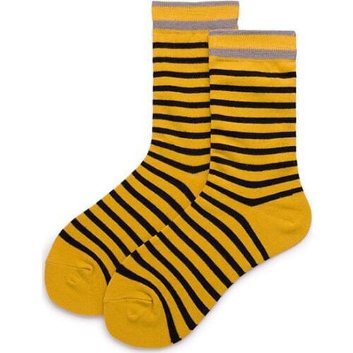 Women Men Solid Striped Cotton Sport Socks Ankle Sock Unisex Mustard Base Black Stripes Short Winter Socks 5 pairs/ lot AL203SC
