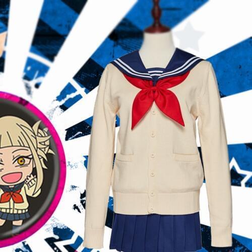 My Hero Academia Cosplay Costume Boku No Hero Academia Himiko Toga Women Sailor JK Uniform Mini Pleated Skirt Suit Cardigans Set