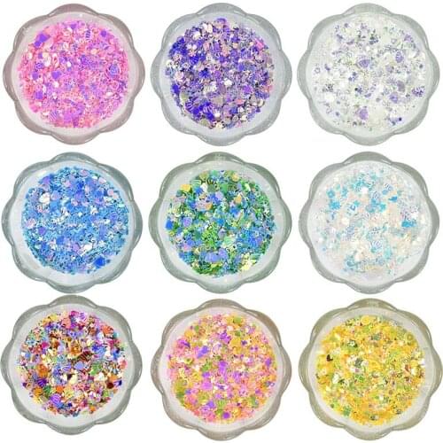 1Bag Nail Sequins Powder Balloon Confetti Shell Star Heart Moon Letter Mix Sequins Glitters Nail Mermaid Party Birthday Decora
