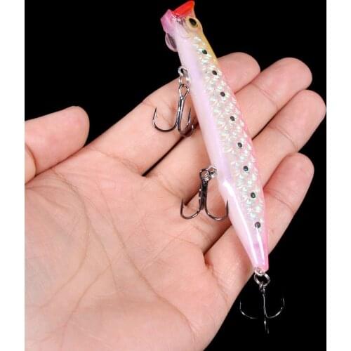 1Pcs Popper Lure 7.5cm 7.5g Artificial Fishing Bait Top Plastic Colorful Tackles Hook 3D Eyes Laser