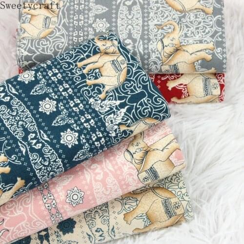 110x45cm Thick cotton fabric by Yard Animal Elephant print Cloth Handmade Sewing Bag Patchwork Material Accessories Home Textile
