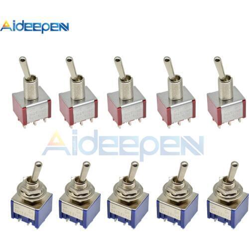 5pcs/10pcs MTS-202 Switch 6A 125V AC 6-Pin ON-ON Mini Toggle Switches For Switching Lights Motors MTS-202