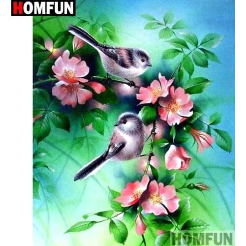 HOMFUN Full Square/Round Drill 5D DIY Diamond Painting "Birds and flowers" Embroidery Cross Stitch 3D Home Decor A13079