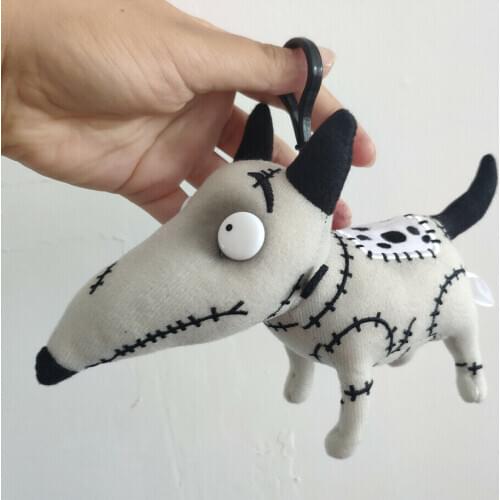 Disney Rare Tim Burton Frankenweenie Plush Sparky Dog Toy key chains 18cm