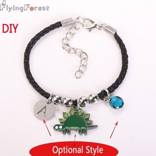 DIY Cartoon dinosaur Twelve months lucky stone Charm Letter Bracelet For Women letter Word Bracelets Jewelry pet Pendants gift