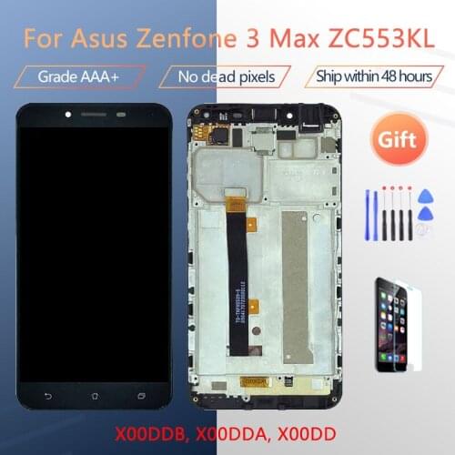 For Asus Zenfone 3 Max ZC553KL LCD screen assembly with front case touch glass, X00DDB X00DDA LCD Display original Black White