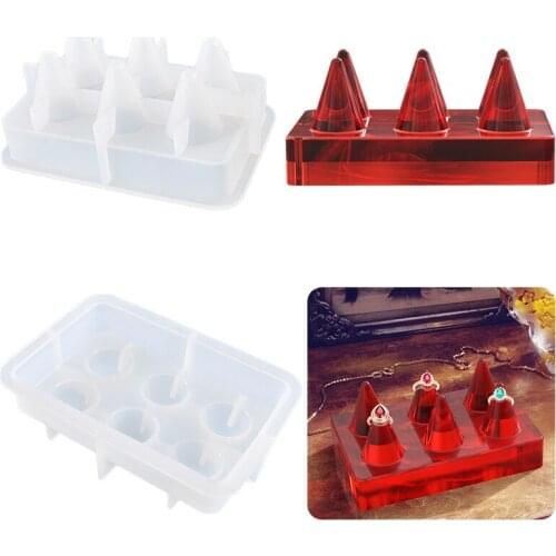 Ring Mold DIY Crystal Epoxy Mold Earrings Key Ring Cone Mould Convenient Crystal Epoxy Ring Frame Model Silicone Mold