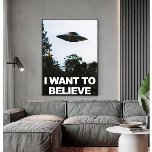 Canvas Painting Decorative Picture Home Decor I WANT TO BELIEVE - The X Files Art Silk Or Canvas UFO TV Series Print