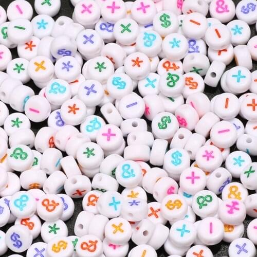 Colorful Mixed sign Letter Acrylic Beads Round Flat Symbol Loose Spacer Beads For Jewelry Making Handmade Diy Bracelet Necklace