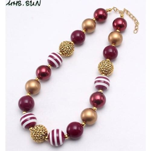 MHS.SUN Fashion Design Chunky Beads Necklace For Child/Kids/Girls Chunky Bubblegum Necklace Handmade Jewelry For Party