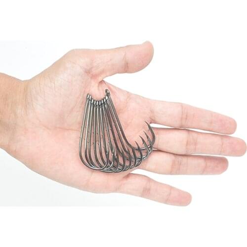 50pcs/100pcs Barbed Fishing Hooks 16#~7/0# Sea Worm Carp Single Circle Hook Set Fly Fishing Accessories Tackle Carbon Steel