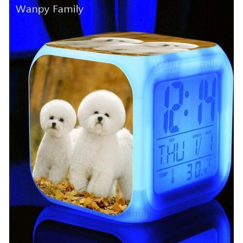 2020 New Super Cute Pet dog LED Alarm Clock Childrens room Bedside 7 Color Night Light Alarm Clock For Kids gifts