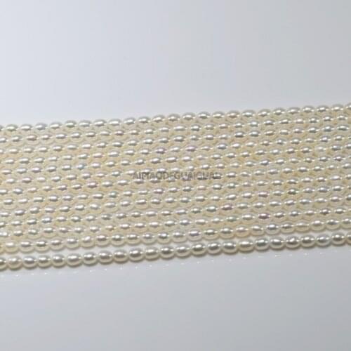 APDGG Genuine wholesale 5strands 4-5*6mm AAA rice drop oval white pearl strands loose beads women lady jewelry DIY