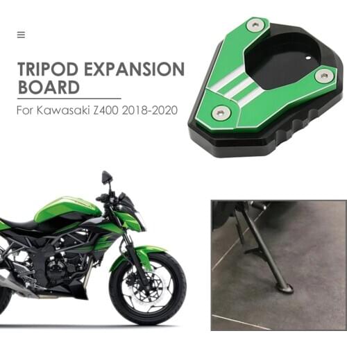 Motorcycle stand kickstand Extension pad plate Lateral support CNC enlarger For Kawasaki Ninja 400 Z400 Versys650