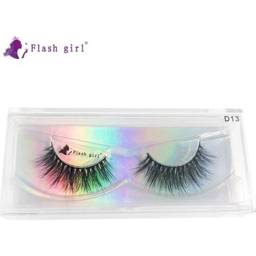 Flash Girl Real Mink Eyelashes D13 Thick HandMade Full Strip Lashes High Volume Soft Eyelash Extension Makeup