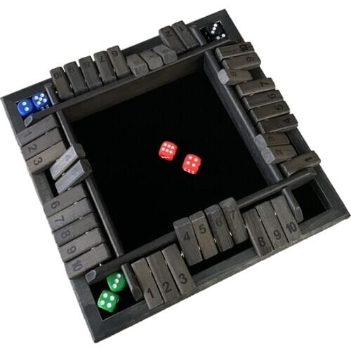Deluxe Four Sided 4 Players Digital Puzzle Board Game Shut The Box Game Set Number Drinking Games For Friends/Family