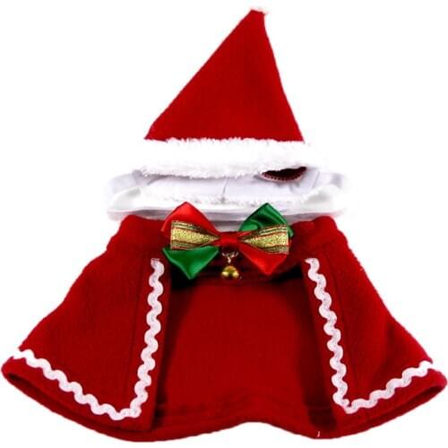 Happy Christmas Pet Cape Cute Bowknot Bell New Fashion Pet Cloak Pet Costume With Pet Santa Hat Pet Clothing Supplies For Party