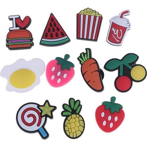 10pcs Random Shoes Sandals Croc Ice Cream Shoes Buckle PVC Novelty Bowties Food Shoes Decoration Fit For Garden Kids Gifts Girls