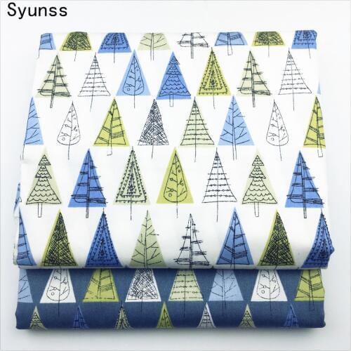 Printed Twill Cotton Fabric diy sewing baby cloth Quilting kids bedding textile Patchwork Fabric diy tecido blue yellow trees