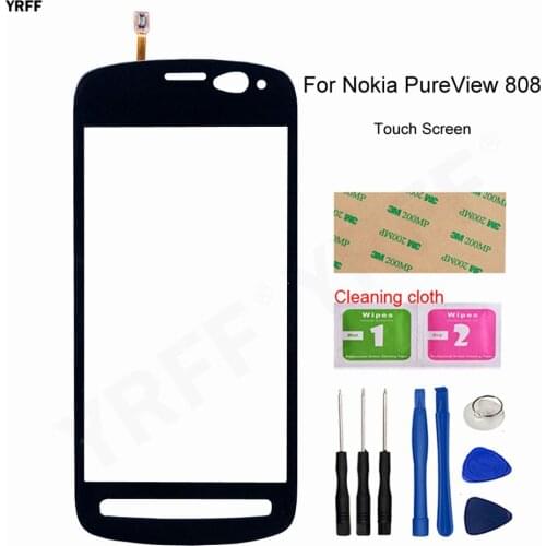 4.0 inch phone touch For Nokia PureView 808 Touch Screen Digitizer Sensor Front Glass Lens Panel 3M Tape