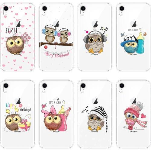 Phone Case Silicone For iPhone X XR XS MAX 8 7 6S 6 S Cute Owl Christmas Heart Love Soft Back Cover For iPhone 6 S 6S 7 8 Plus