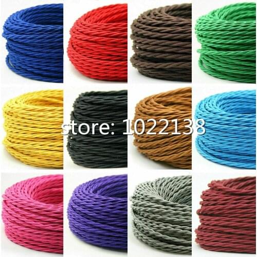 Light Gold 5/10/20Meters 2 Core Electrical Rope Wire Antique Braided Twisted Fabric Lighting Cable Woven Silk Flexible Wire Cord