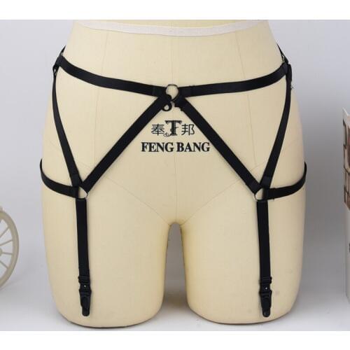 Body harness Crop Top Harness Bra+Garter Belt set Bondage Body Harness Fetish Wear Gothic Body Cage Gothic Rave Leg garter belt