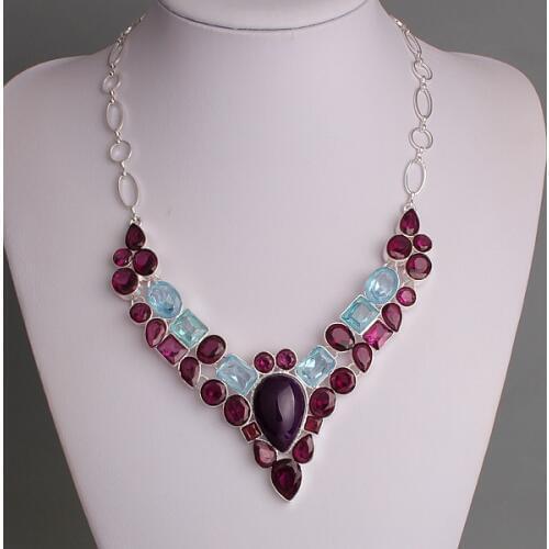 Free Shipping Fashion Purple Color Synthetic Crystal Statement Necklaces For Women SGN-P021