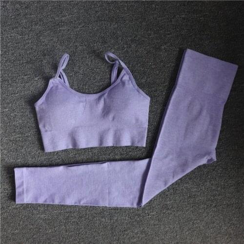 Women Sexy Seamless Yoga Set Workout Lining Sports Bra Gym Suspenders Top High Waist Leggings Workout Clothes Sportswear Suit