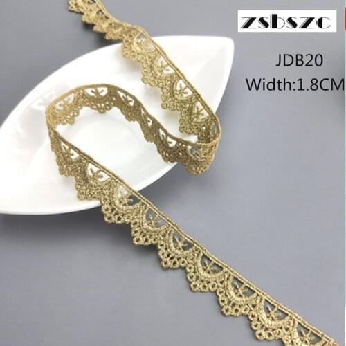 1.8CM Width 10Yards Vintage Gold Lace Wave Ribbon Glitter Crocheted DIY Craft Sewing Supplies