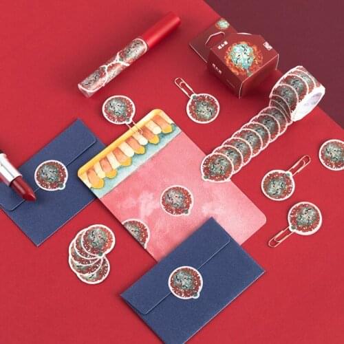 1ROLL Deli HZ040 Masking Tape 30m x100 Pieces Red Decorative Adhesive Tape solid Paper washi tape Scrapbooking Sticker Label