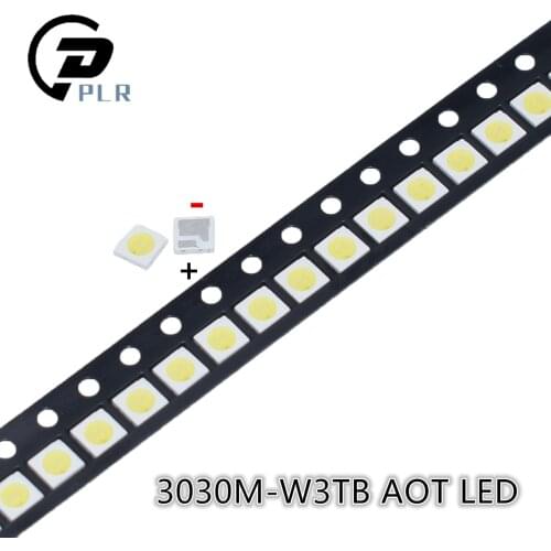 100PCS LED Backlight High Power LED 1.6W 3030 6V Cool white 100-130LM TV Application 3030M-W3TB AOT