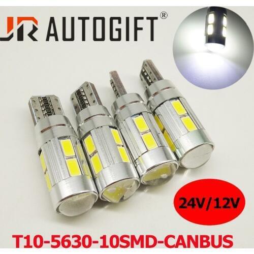 100x Cheapest T10 Canbus no error 10 LED 5630 W5W 194 5730 lens Car reading lamp Auto parking lights wedge bulbs white 12V 24V