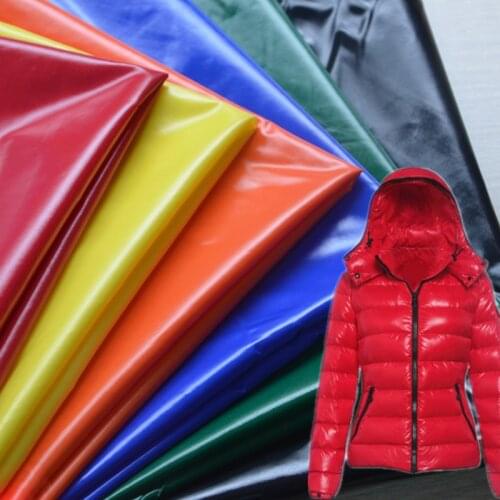 150cm Width Black 40d Nylon Bright Pu Coated Glitter Fabric Down Jacket Fabric Waterproof Fabric, By The Meter
