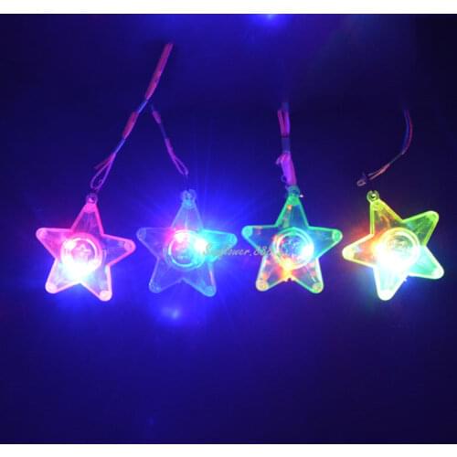24pcs Kids Toy LED Light Up Flashing Blinking Star Heart Pendants Party Glow Necklace Led Party Birthday Gift Bag Filler