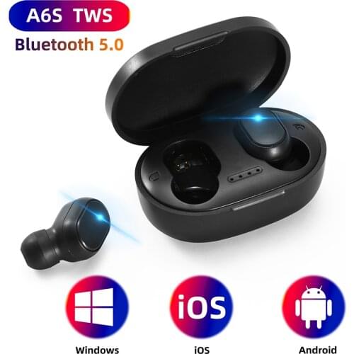 A6S I7 TWS Wireless Bluetooth Earphone Headphones 9D Stereo Sports Waterproof Earbuds Headset with Microphone Wireless Headphone