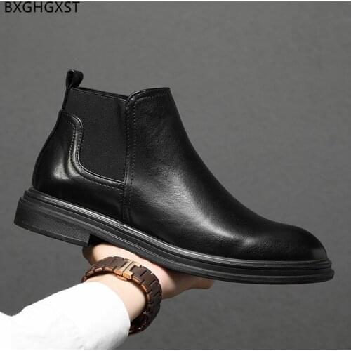 Brown Ankle Boots for Men Male Casual Shoes Winter Boots Man Leather Shoes for Man 2021 Black Chelsea Boots Men zapatos hombre