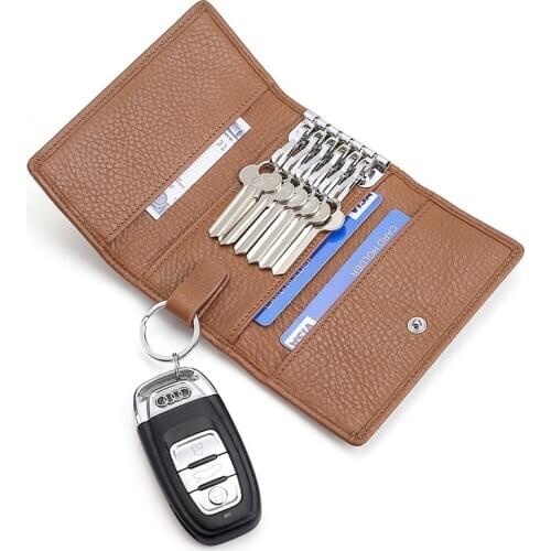 Genuine Leather Men Car Key case Soft Cowhide Women Keychain Super New Key holder Multi Function Zipper Card wallet & Coin purse