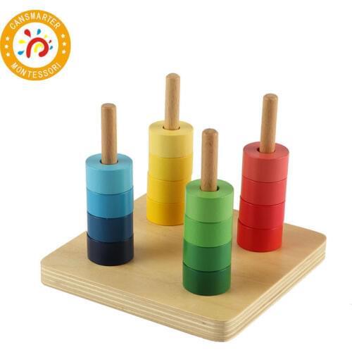 Montessori Kids Toy Baby High-Quality Colorful Toy Wood Rainbow Nail Plate