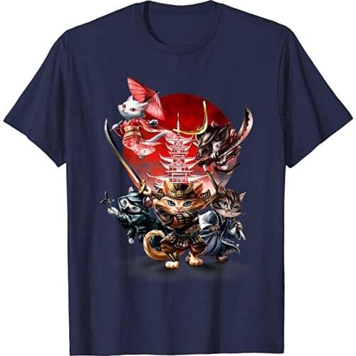 Edo Japan Cat Samurai Ninja Japanese Kendo Geisha Warrior T-Shirt. Summer Cotton O-Neck Short Sleeve Mens T Shirt New S-3XL